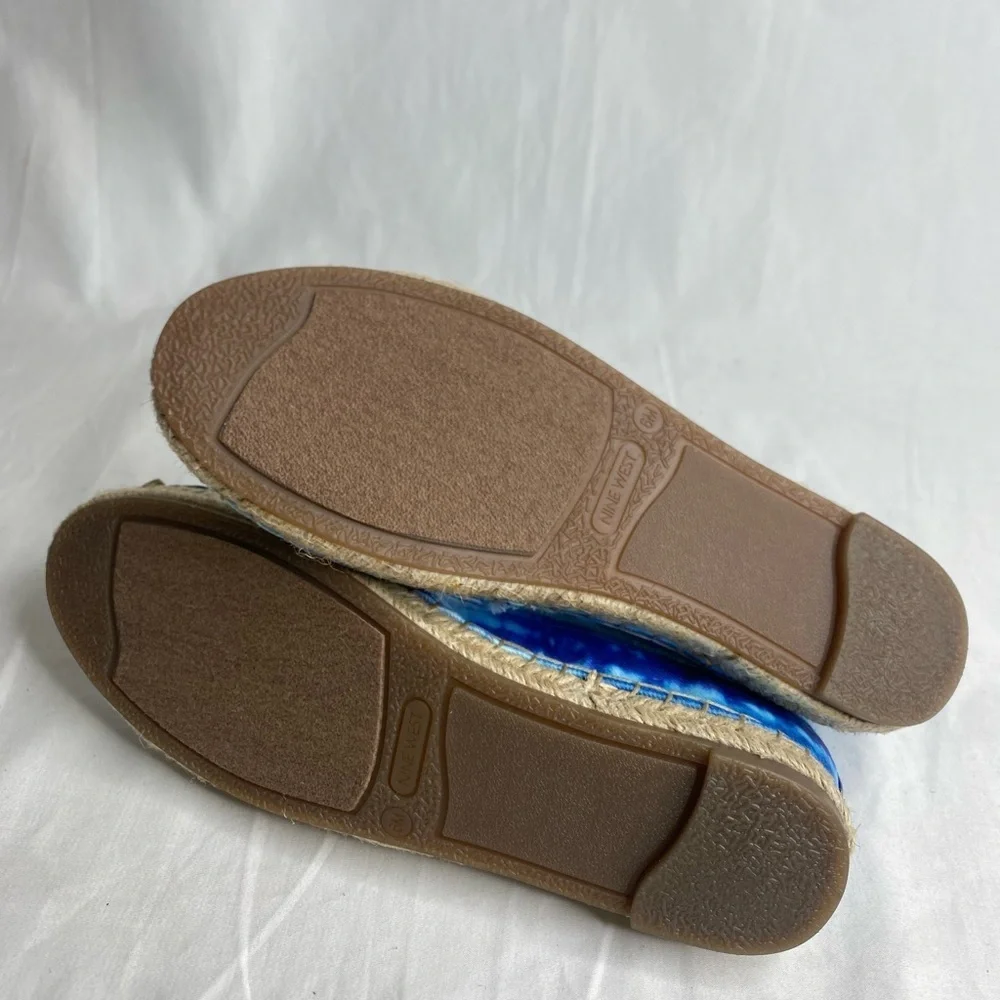 Nine West Maybe2 Blue Tie Dye Espadrilles Women's 6M Frayed Slip-On Loafers
